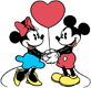 Classic Mickey, Minnie with a heart balloon