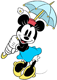 Minnie Mouse holding an umbrella