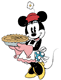 Minnie Mouse holding a pie