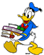 Donald Duck carrying books
