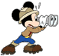 Mickey Mouse looking through binoculars