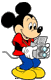 Mickey Mouse holding a camera