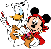 Mickey Mouse and Donald Duck's trick-or-treating goodies