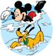 Mickey Mouse and Pluto swimming
