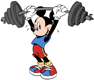 Mickey lifting weights