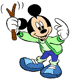 Mickey Mouse holding a branch