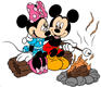 Mickey, Minnie roasting marshmallows