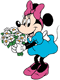 Minnie holding a bouquet of flowers