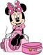 Minnie Mouse sitting on luggage