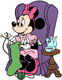 Minnie Mouse knitting a sock