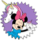 Minnie hugging her unicorn