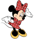 Minnie Mouse wearing a polka dot dress