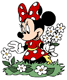Minnie Mouse picking flowers