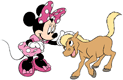 Minnie Mouse petting a pony