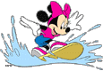 Minnie Mouse surfing