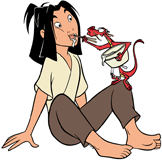 Mushu feeding Mulan