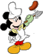 Mickey Mouse flipping a burger