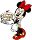 Minnie carrying cake on platter