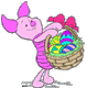 Piglet carrying an Easter basket