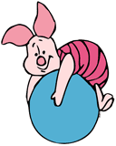 Piglet on a blue balloon