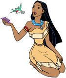 Pocahontas holding a flower for Flit