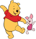 Winnie the Pooh and Piglet walking hand in hand