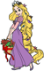 Rapunzel carrying a Christmas basket