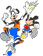 Mickey, Goofy high five