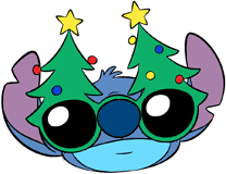 Stitch wearing Christmas tree sunglasses