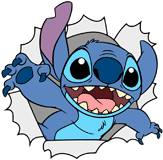 Stitch bursting from the page