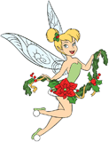 Tinker Bell holding a Christmas garland