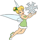 Tinker Bell holding a snowflake