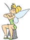 Tinker Bell sitting on a thimble