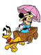 Pluto pulling Minnie in a cart