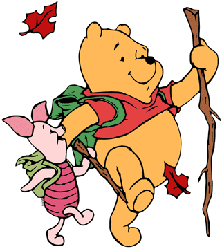 Winnie the Pooh and Piglet hiking