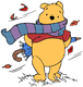 Winnie the Pooh on windy fall day