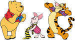 Pooh, Piglet, Tigger trying on tie, bowties