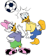 Donald, Daisy playing soccer
