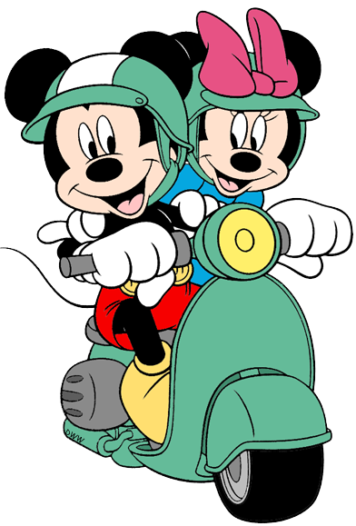 Mickey Minnie Enjoying Their Ride On Their Motor Scooter Mickey