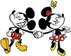 Minnie, Mickey walking hand in hand