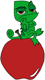 Pascal sitting on an apple