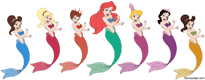 Ariel and her sisters dancing in a line