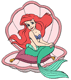 Ariel sitting in shell