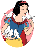 Snow White kissing a dove