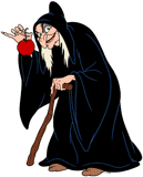The Witch holding the poisoned apple with a sinister smile