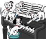 Puppies playing piano