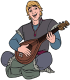 Kristoff playing the lute