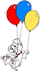 Oddball floating from balloons