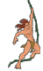 Tarzan swinging from vine