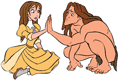 Tarzan, Jane touching hands